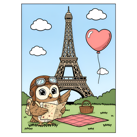 Zoe the owl explores Eiffel Tower